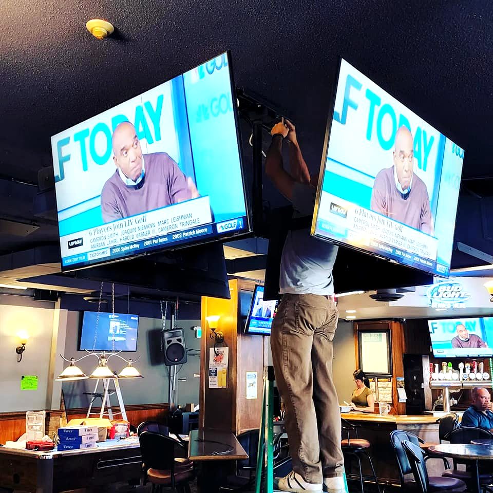 Finished sports bar TVs