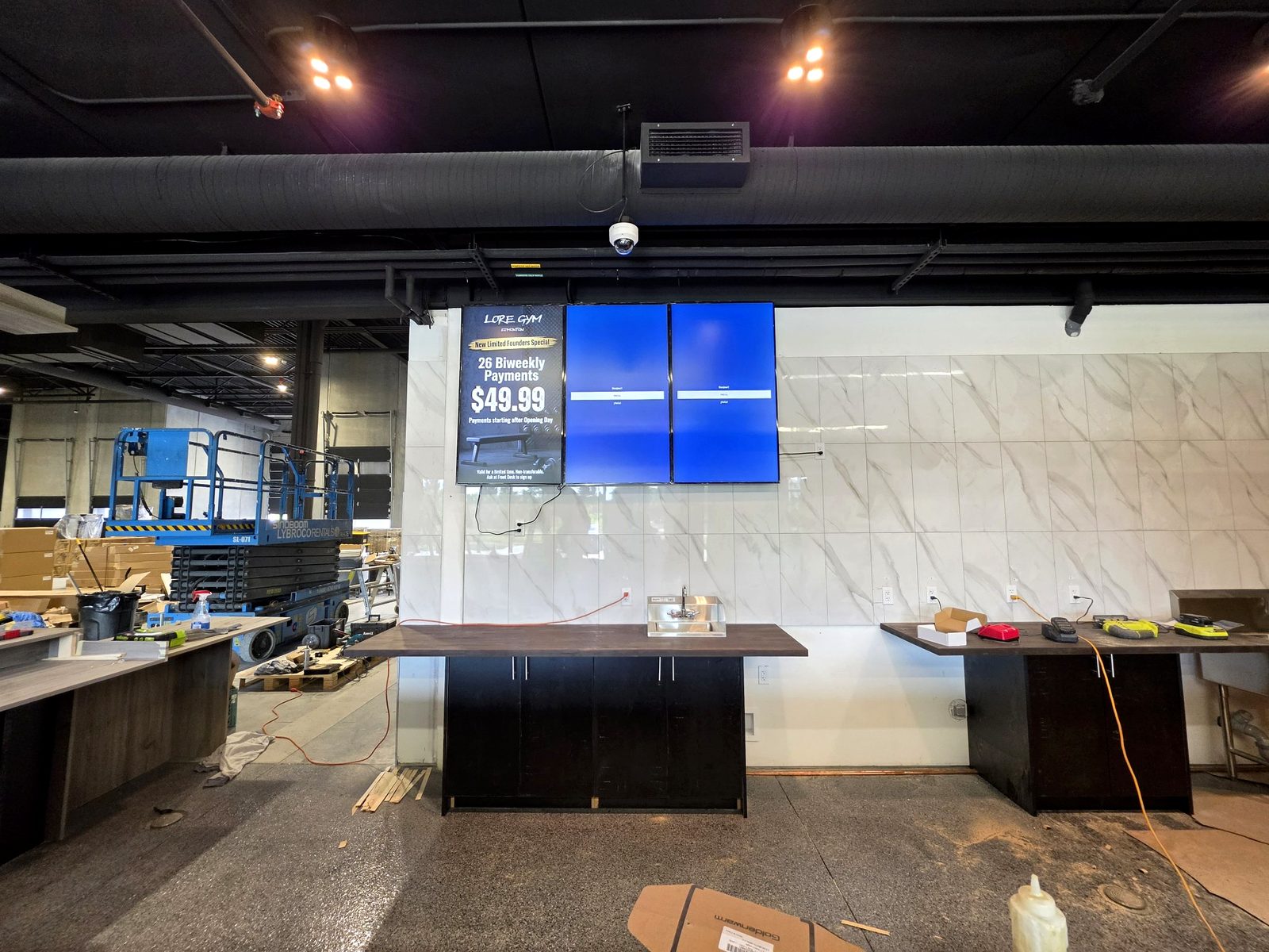 Bar with digital menu displays