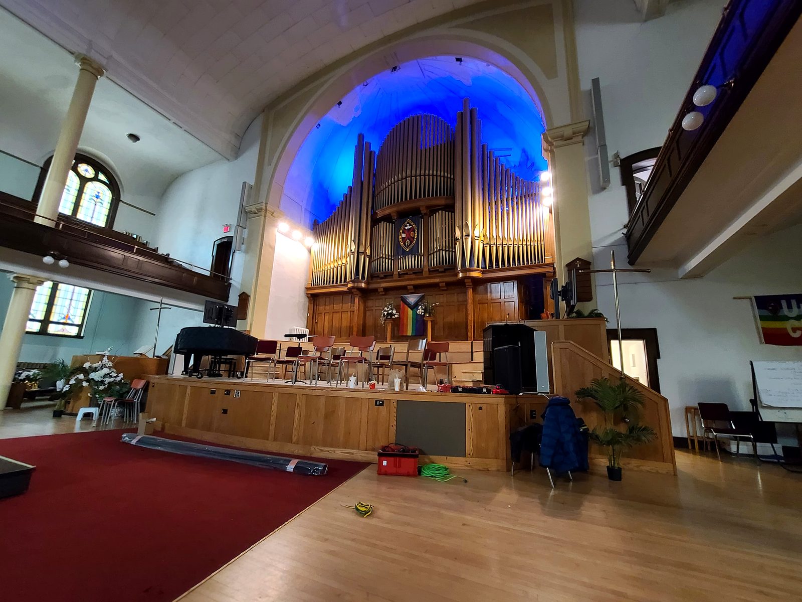 Church stage with new AV