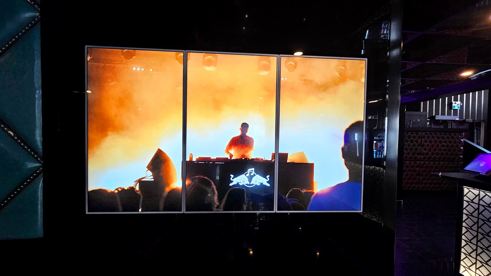Club video wall with DJ visuals