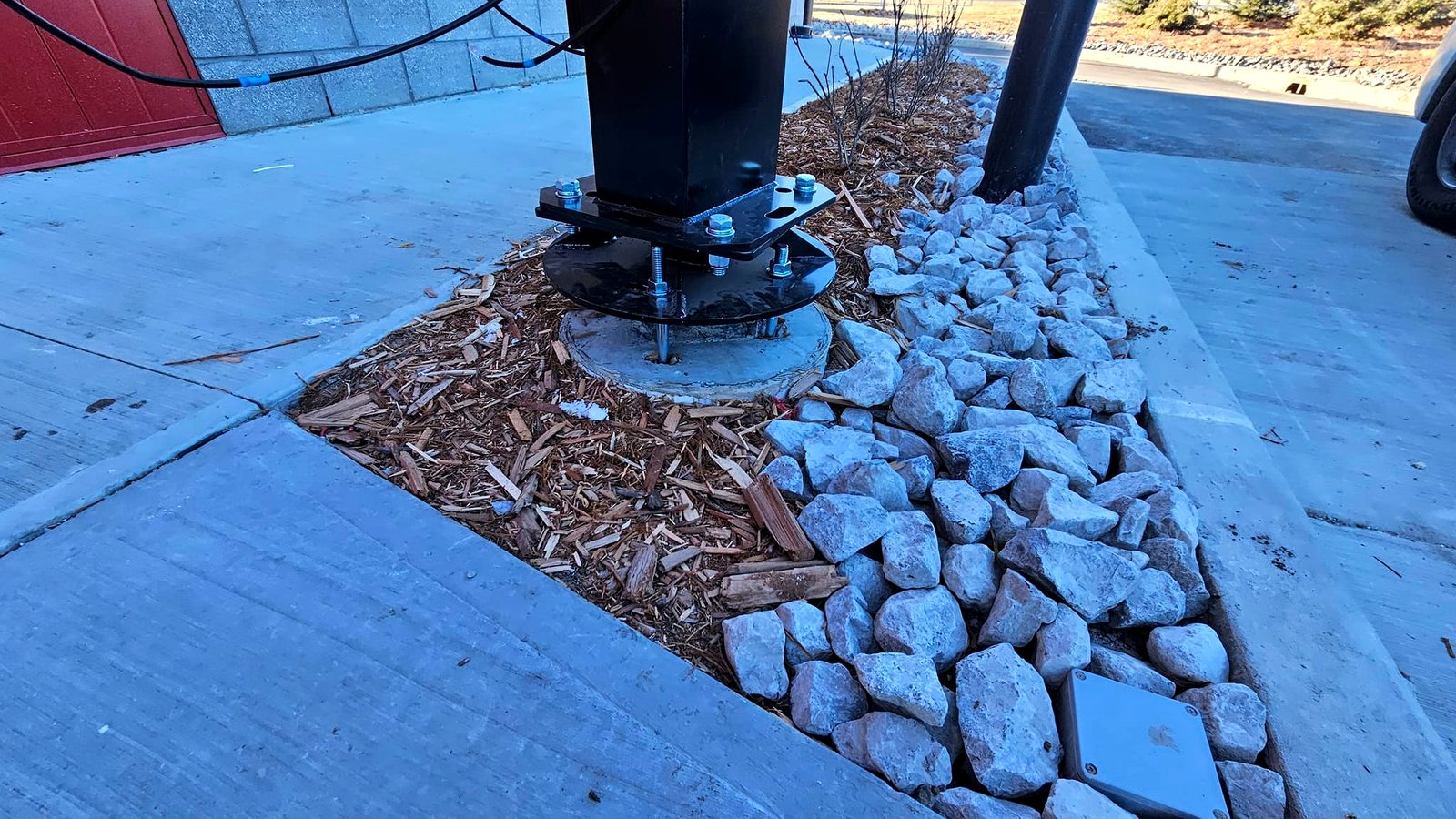 Menu board pole footing