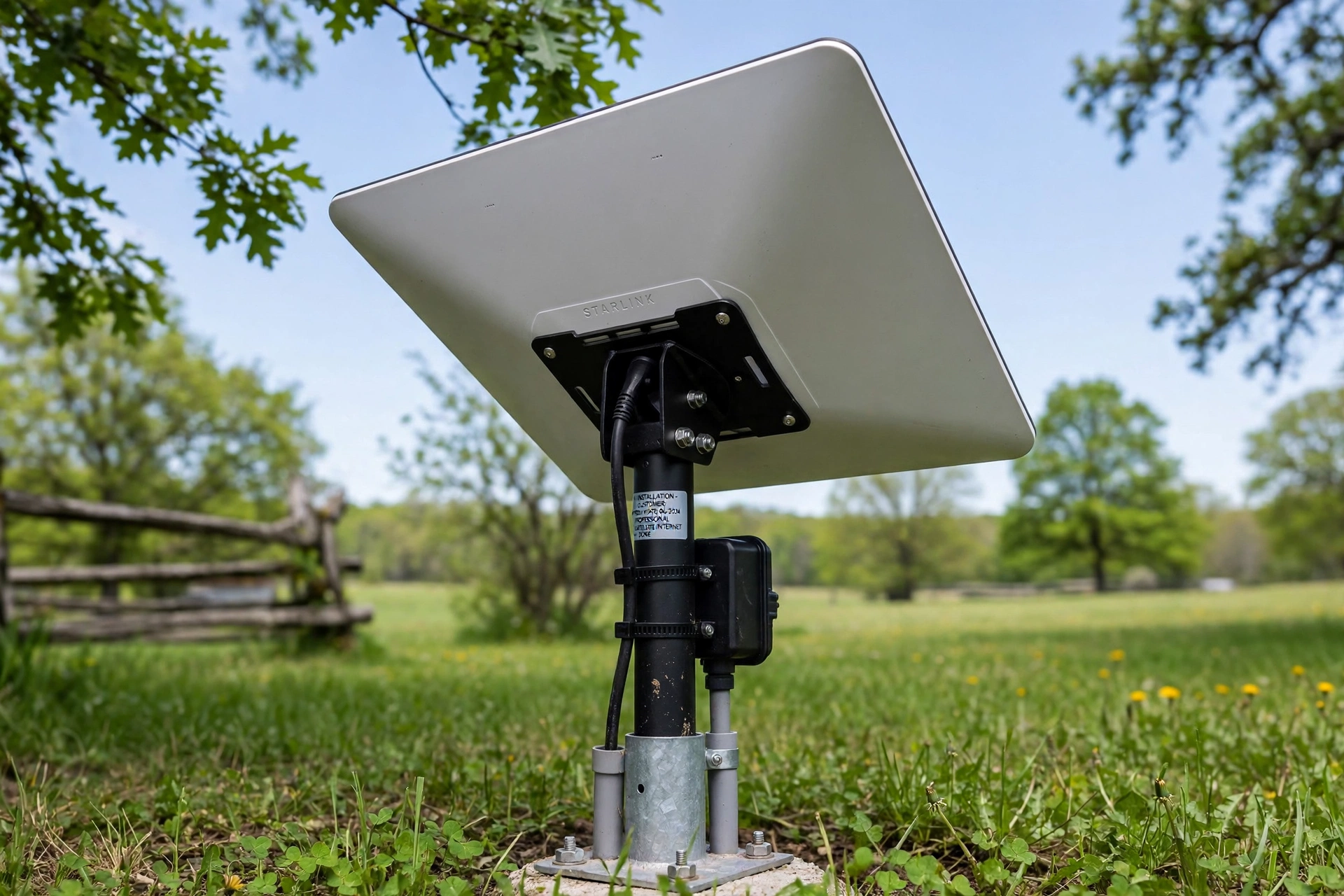 Starlink pole mount installation Alberta - rural install