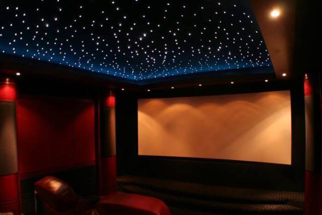 Home theater with starry ceiling