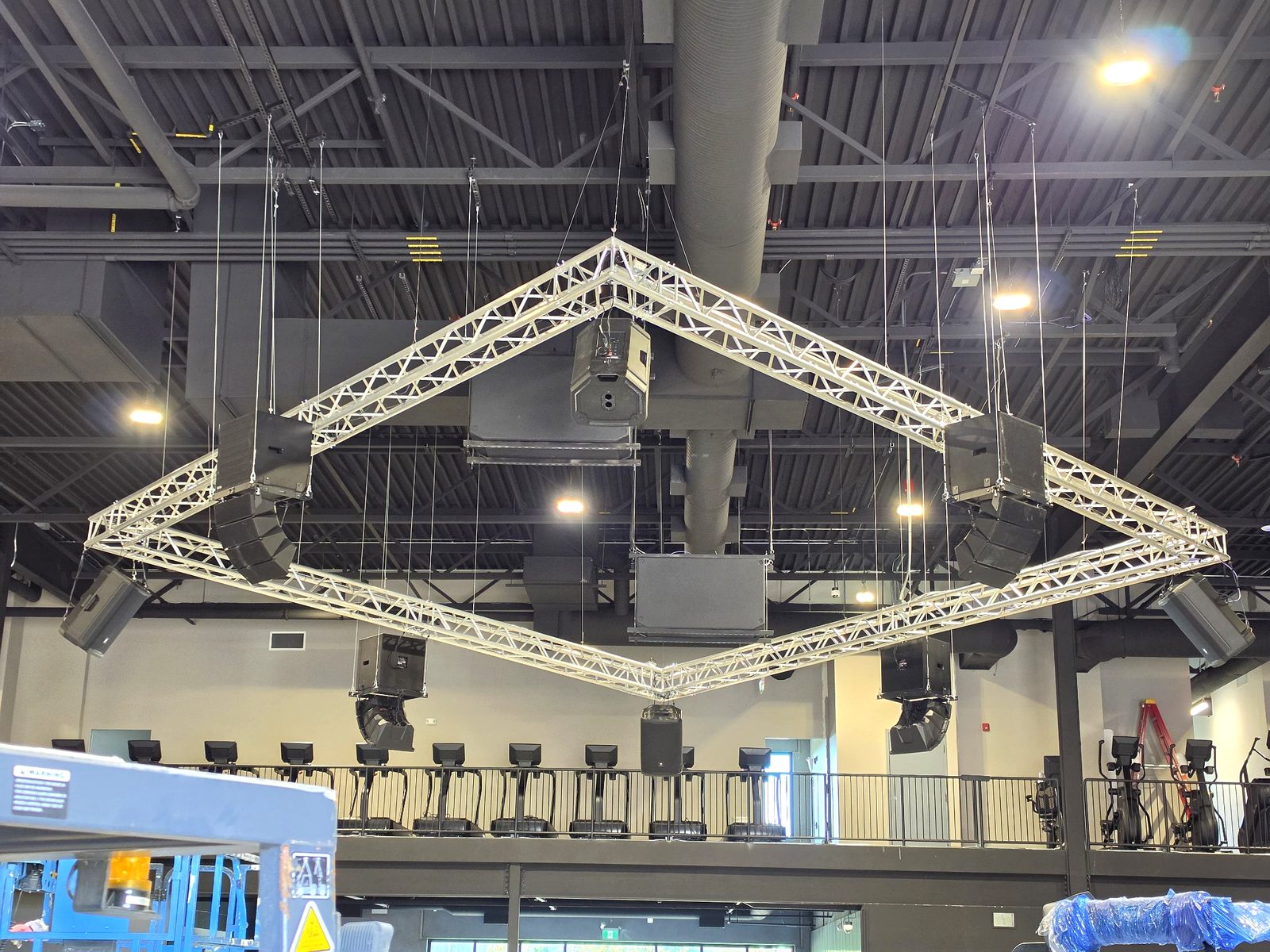 Finished truss with pro audio speakers