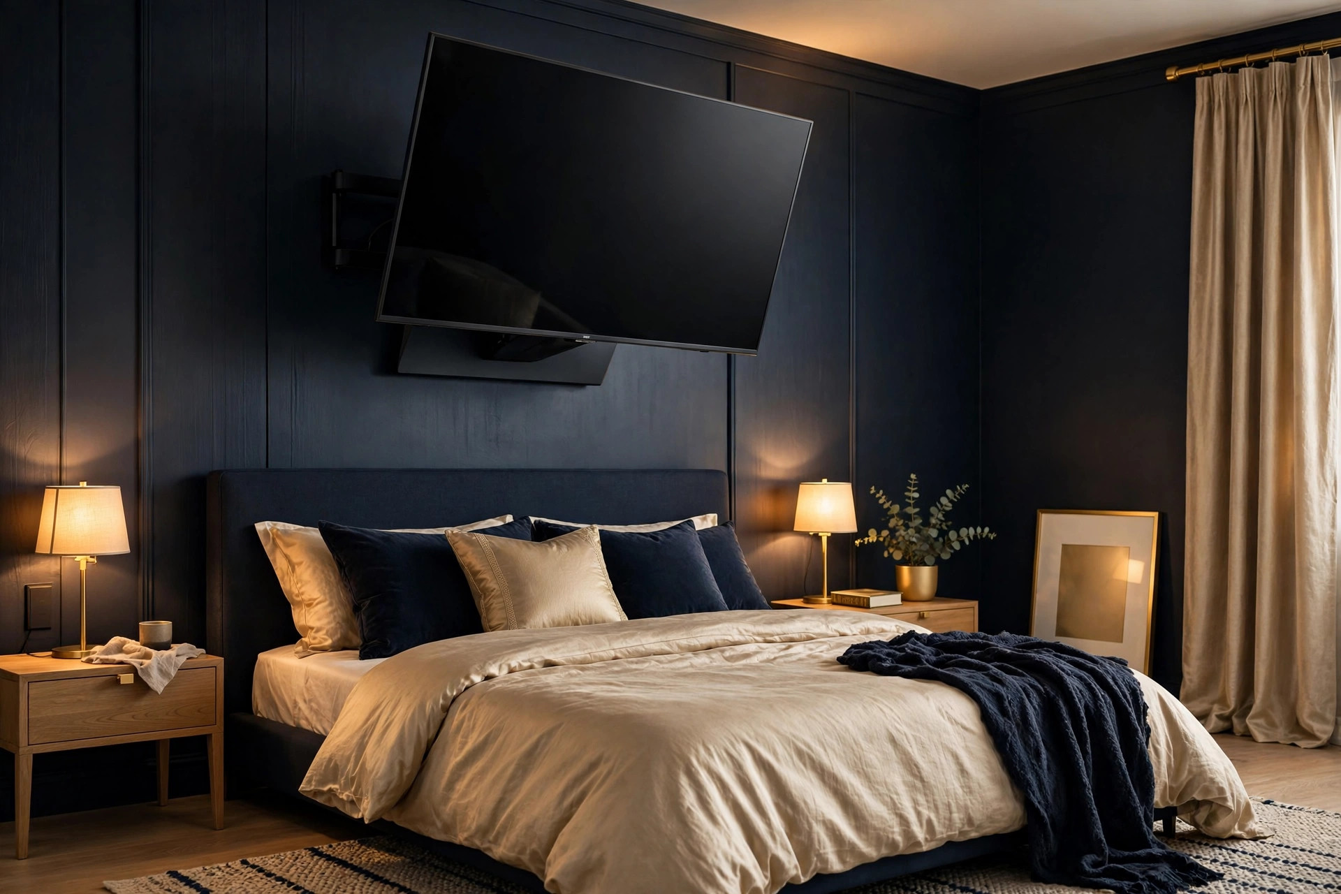 Tilt TV wall mount Sherwood Park Alberta - bedroom TV installation